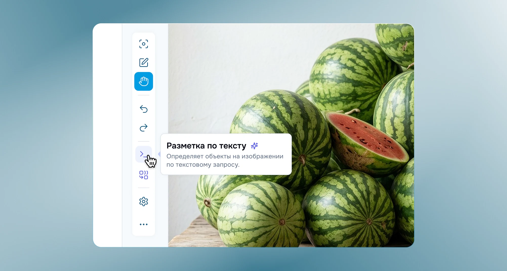 Интерфейс FocusML: разметка изображения арбузов с помощью текстового запроса